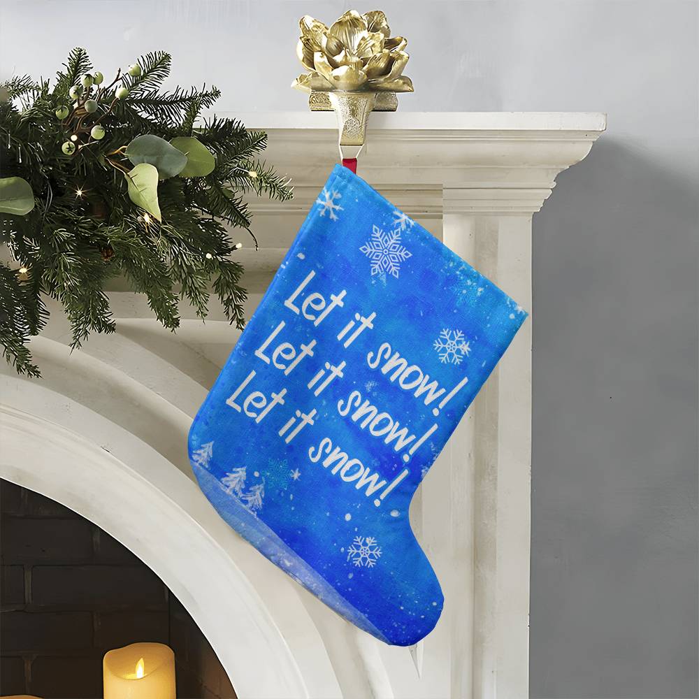 Let It Snow! Festive Blue Stocking with Snowflakes