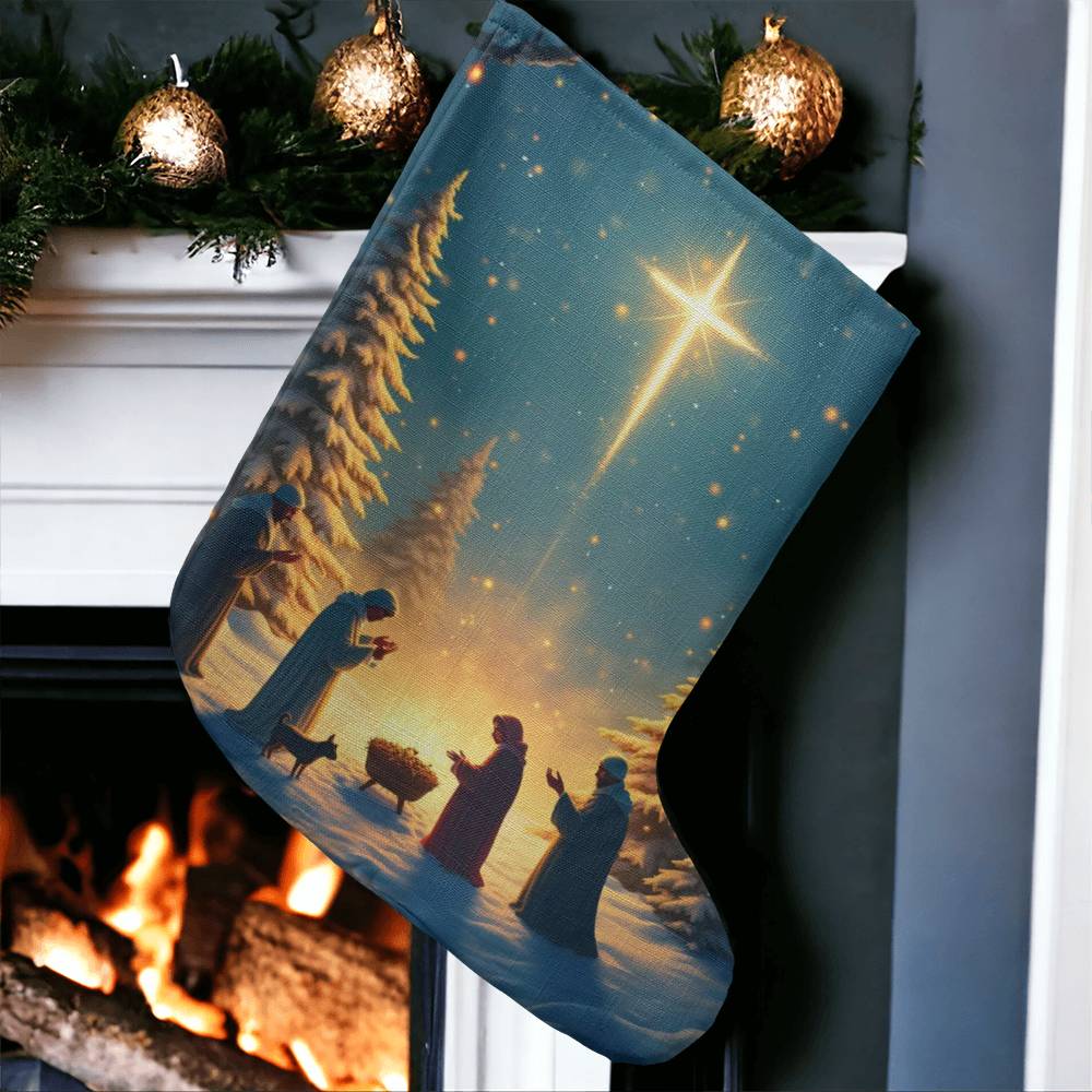 Guiding Star: A Nativity Night in Winter Wonderland Holiday Stocking