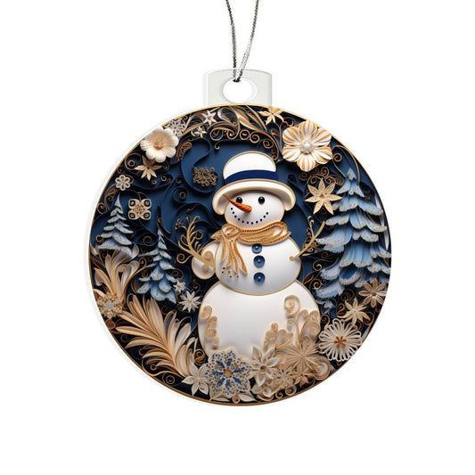 Festive Snowman Delight: Whimsical Winter Wonderland Ornament