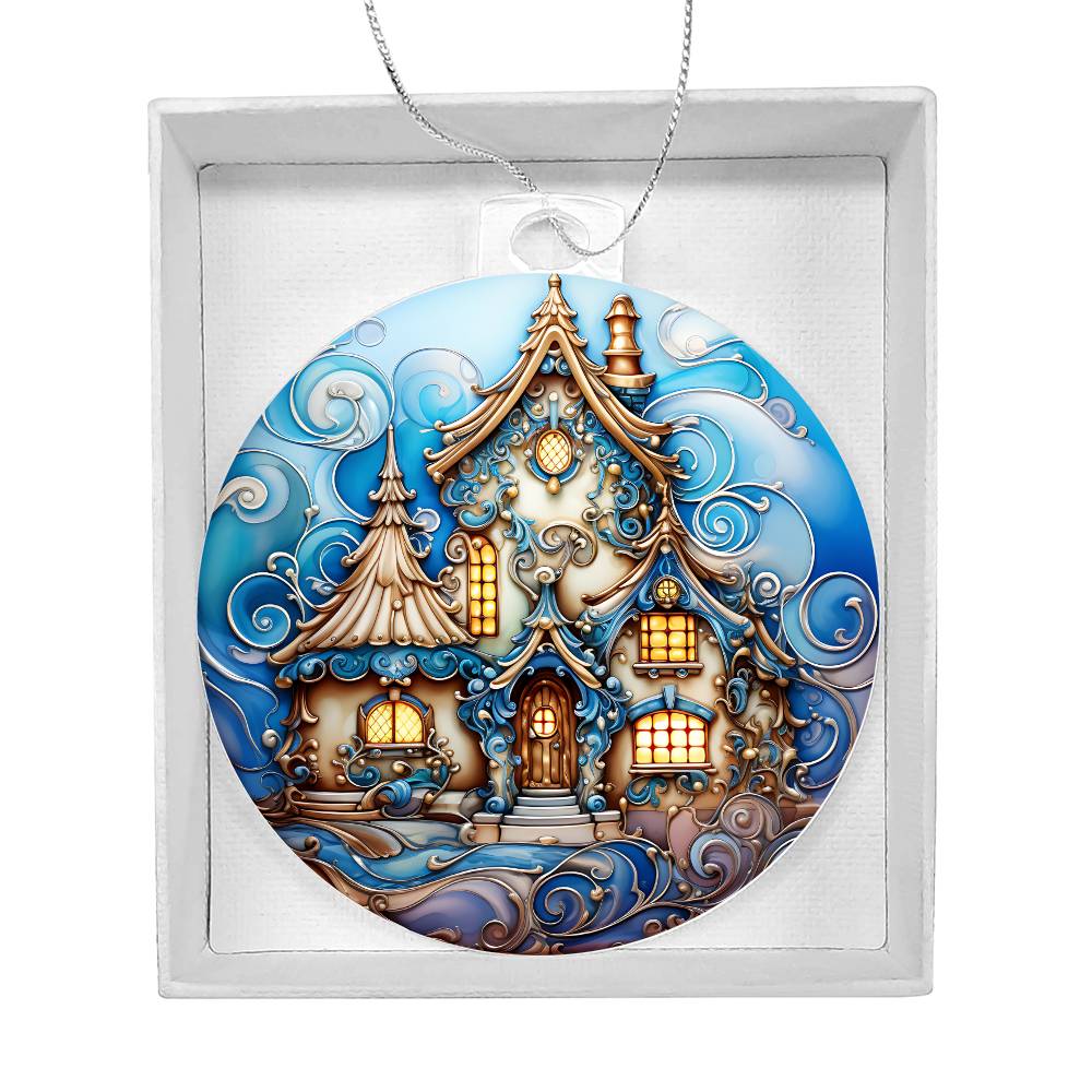 Whimsical Winter Cottage: Enchanted Snowy Wonderland Oranament