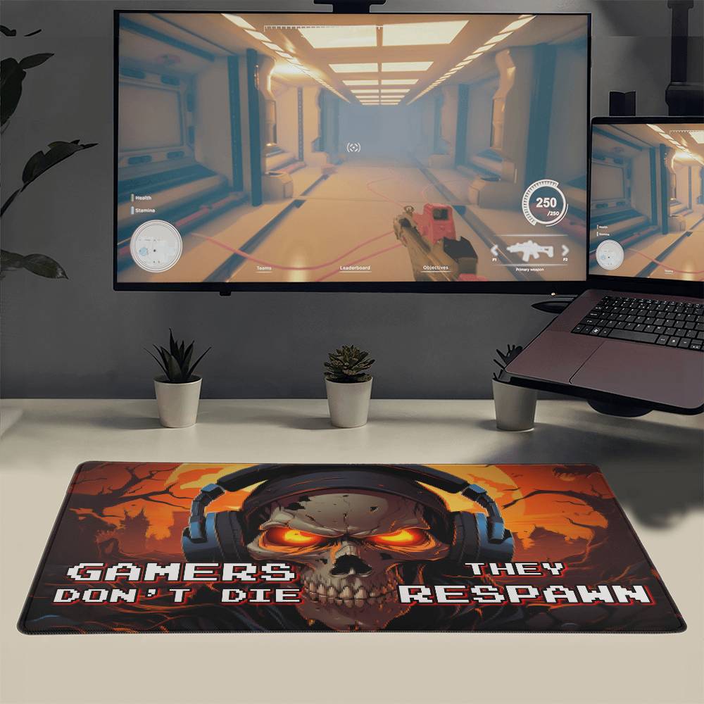 Gamers Don't Die They Respawn Gaming Desk Mat