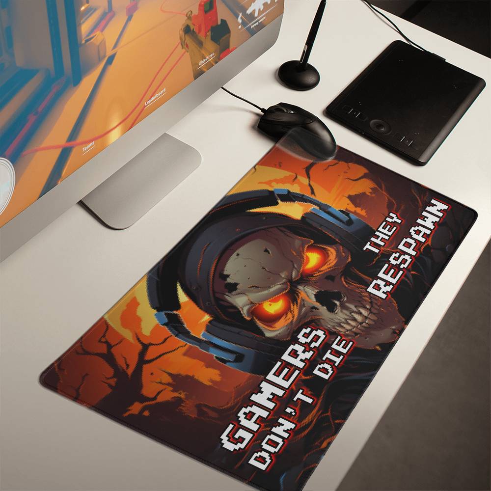 Gamers Don't Die They Respawn Gaming Desk Mat