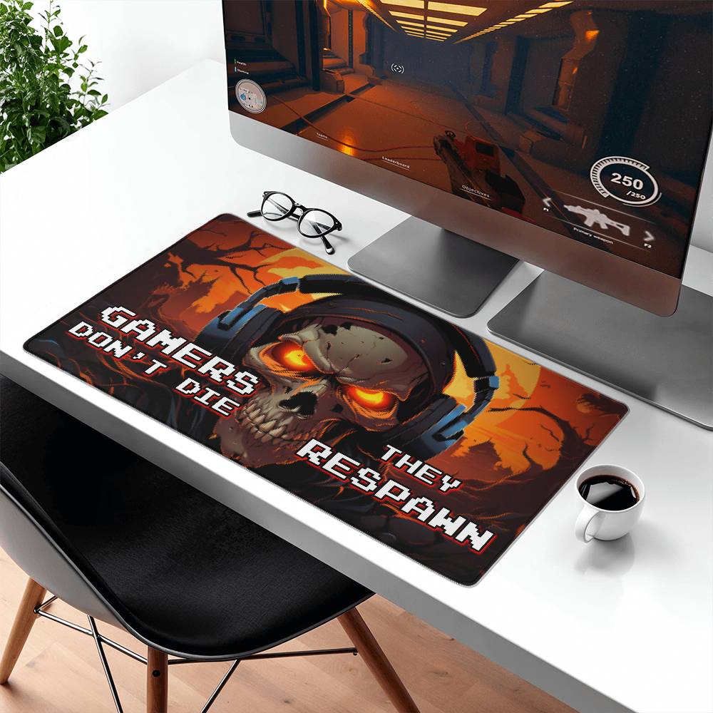 Gamers Don't Die They Respawn Gaming Desk Mat