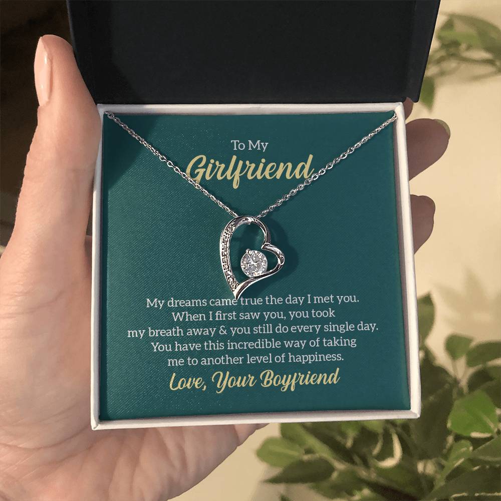 To My Girlfriend Forever Love Necklace with Message Card