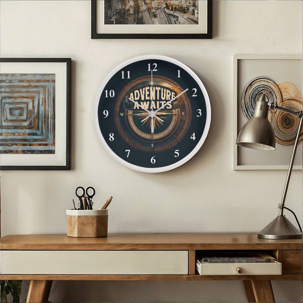 Adventure Awaits Wood Clock