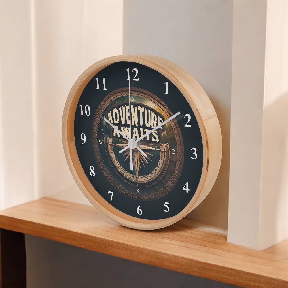 Adventure Awaits Wood Clock