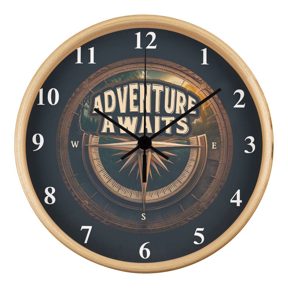 Adventure Awaits Wood Clock