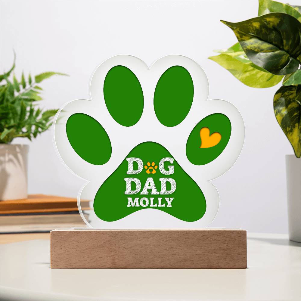 Dog Dad Paw Print Acrylic Plaque