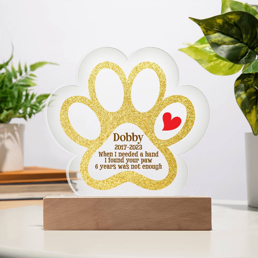 Memorial Paw Print Acrylic Plaque