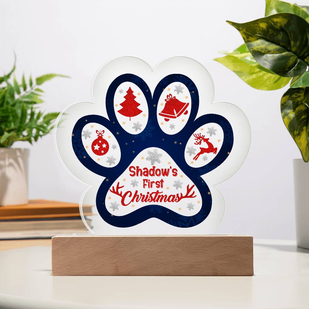 Christmas Paw Print Acrylic Plaque