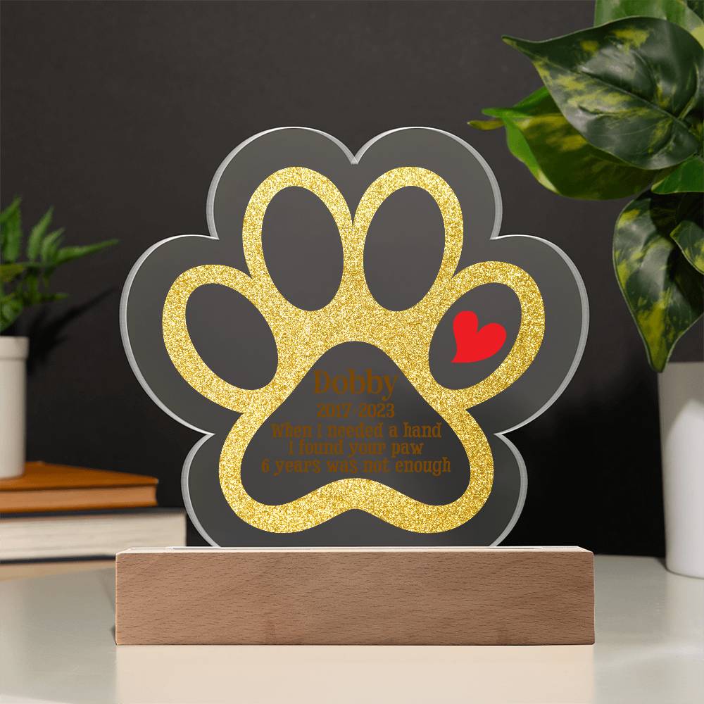 Memorial Paw Print Acrylic Plaque