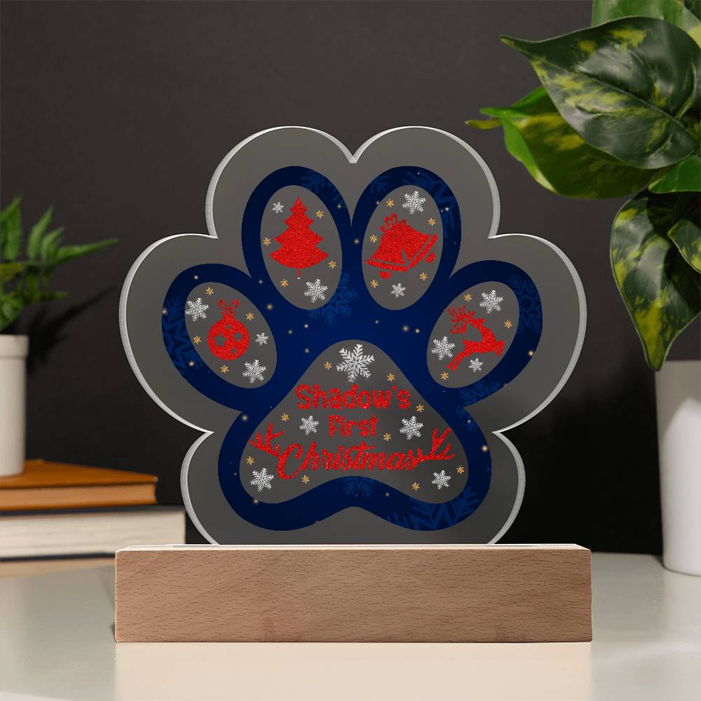 Christmas Paw Print Acrylic Plaque