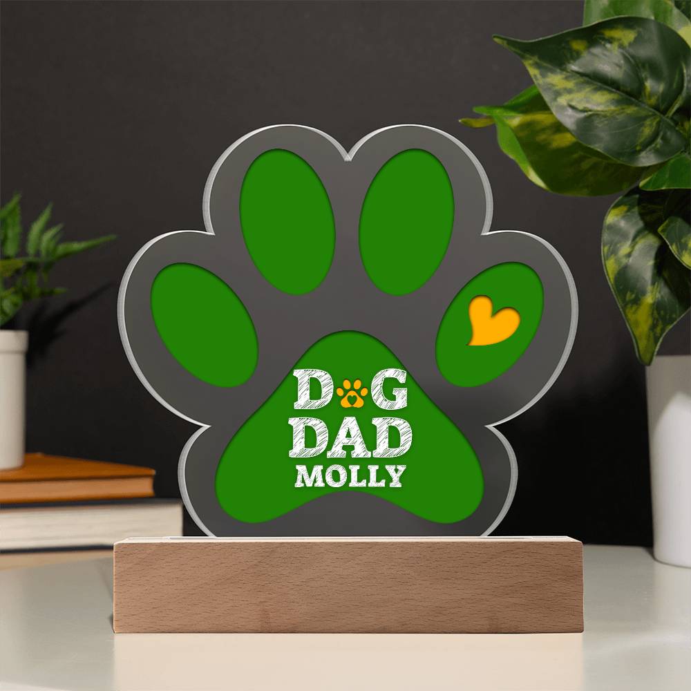 Dog Dad Paw Print Acrylic Plaque