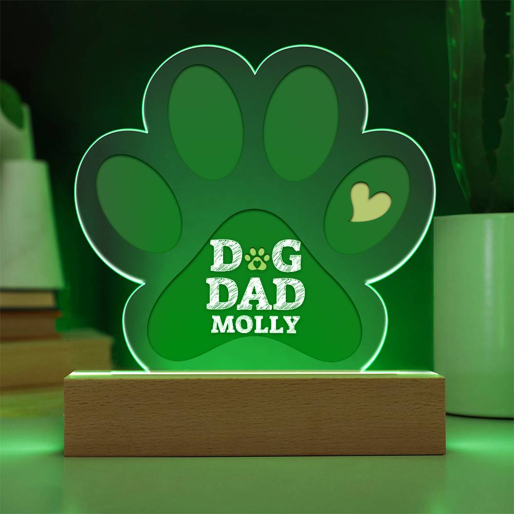 Dog Dad Paw Print Acrylic Plaque