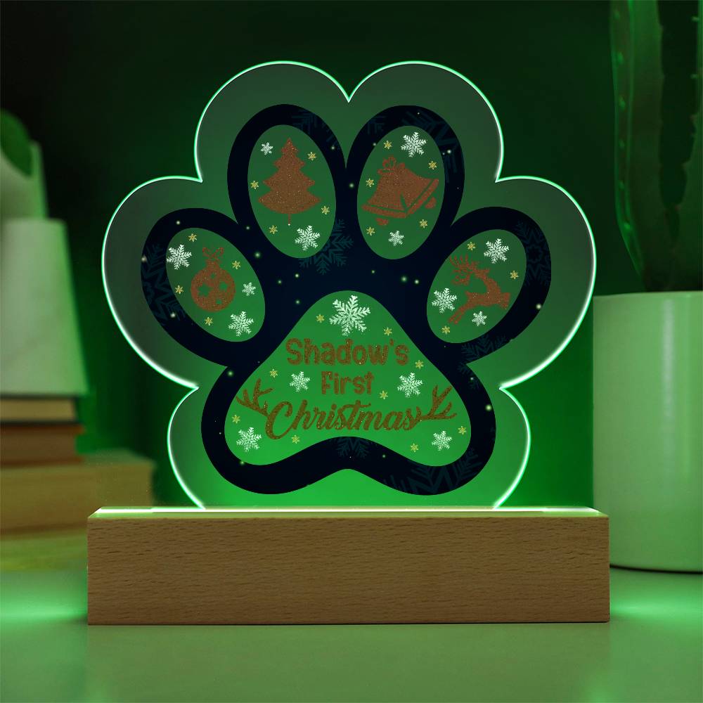 Christmas Paw Print Acrylic Plaque