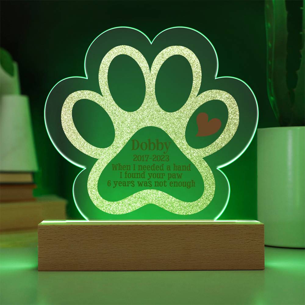 Memorial Paw Print Acrylic Plaque