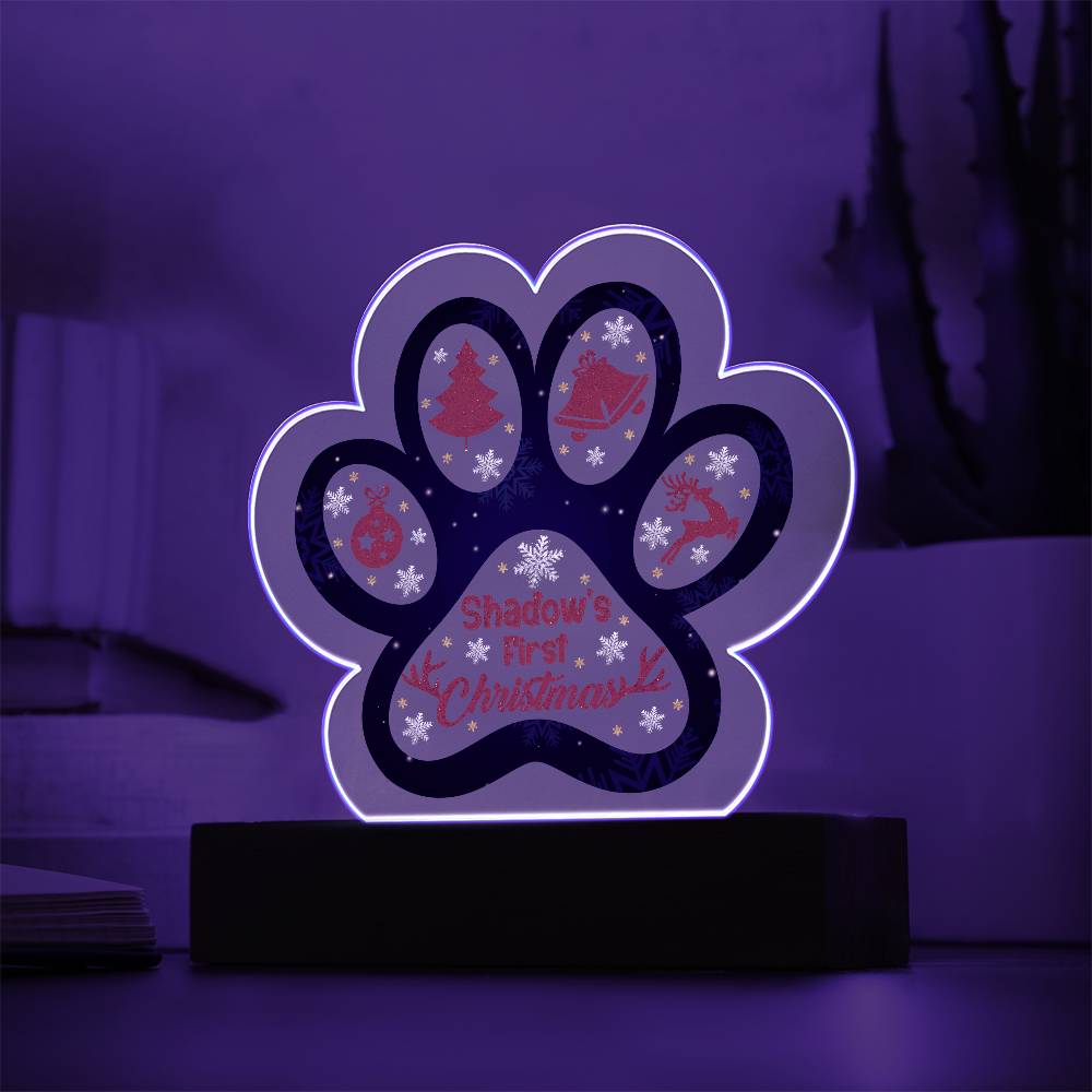 Christmas Paw Print Acrylic Plaque