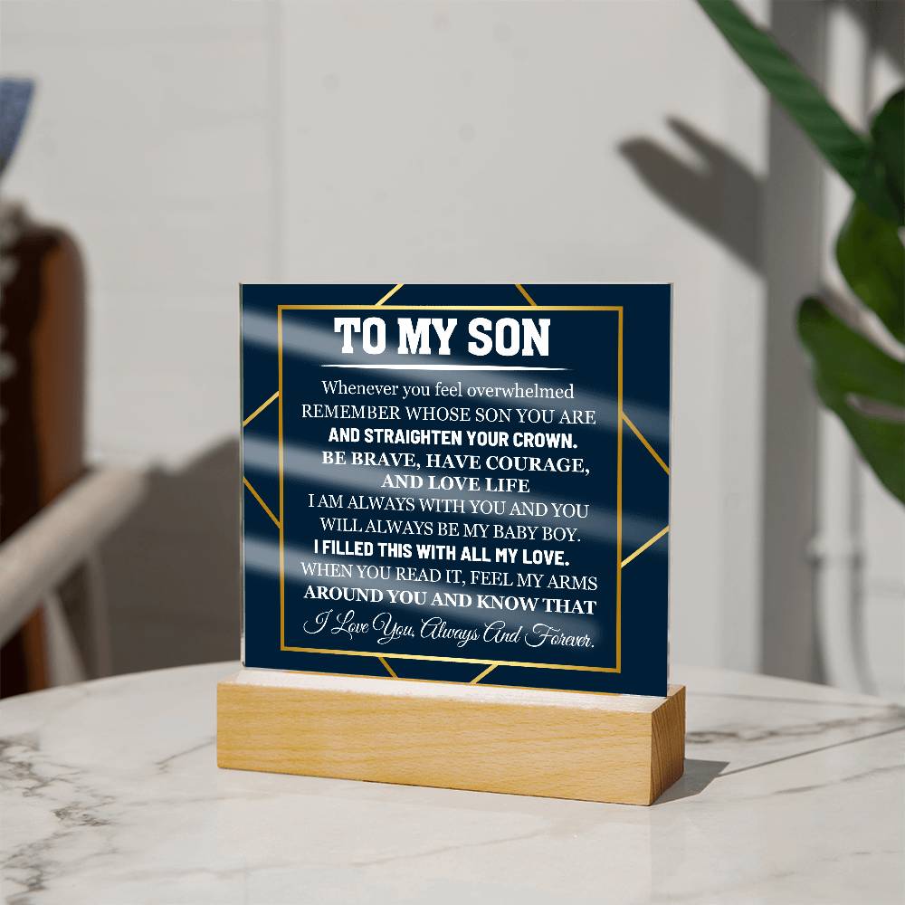 To My Son When You Feel Overwhelmed Know that I love you Acrylic Plaque