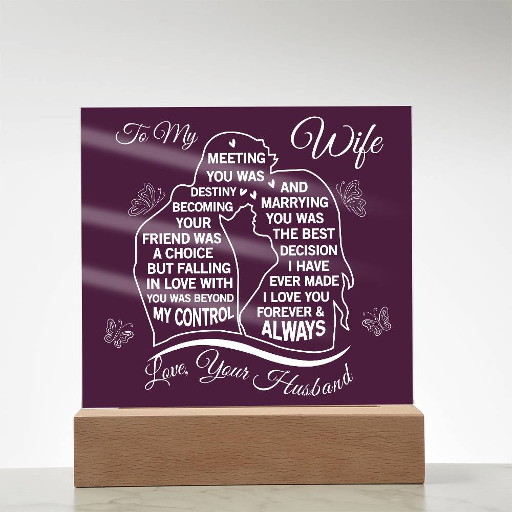 To My Wife Meeting You Was Destiny Acrylic Plaque