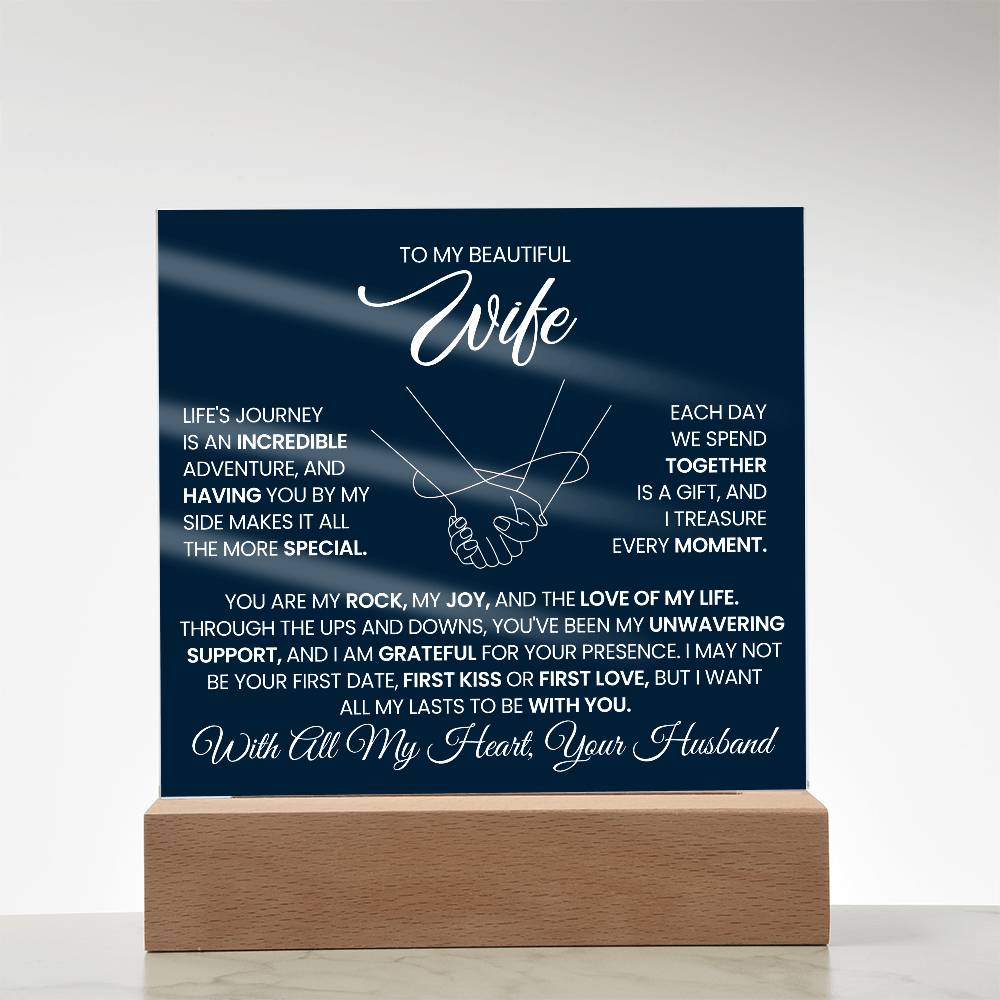 To My Beautiful Wife Life is a Journey with You Acrylic Plaque