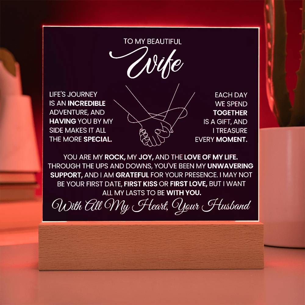 To My Beautiful Wife Life is a Journey with You Acrylic Plaque