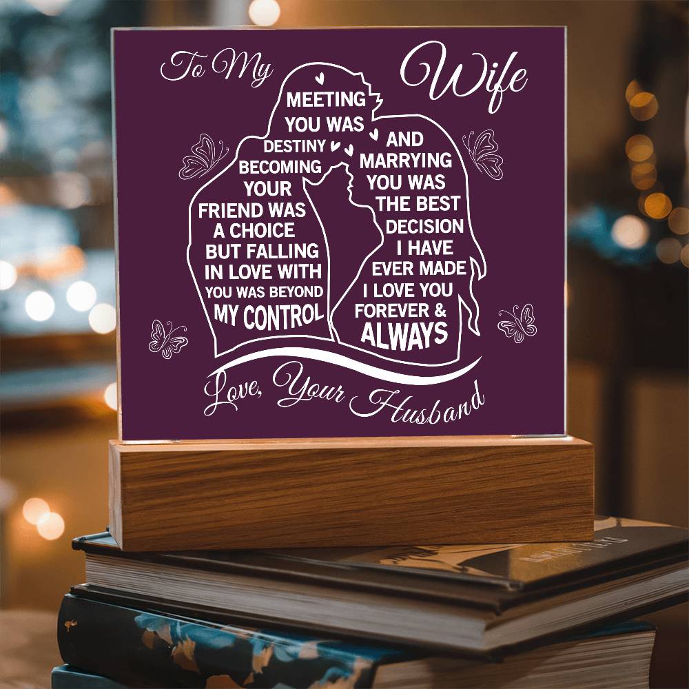 To My Wife Meeting You Was Destiny Acrylic Plaque