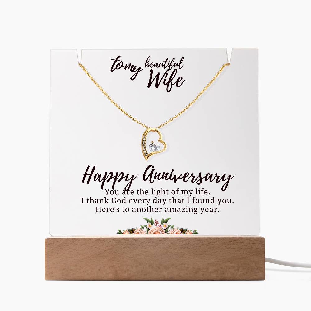 To My Beautiful Wife Acrylic and Forever Love Necklace Bundle