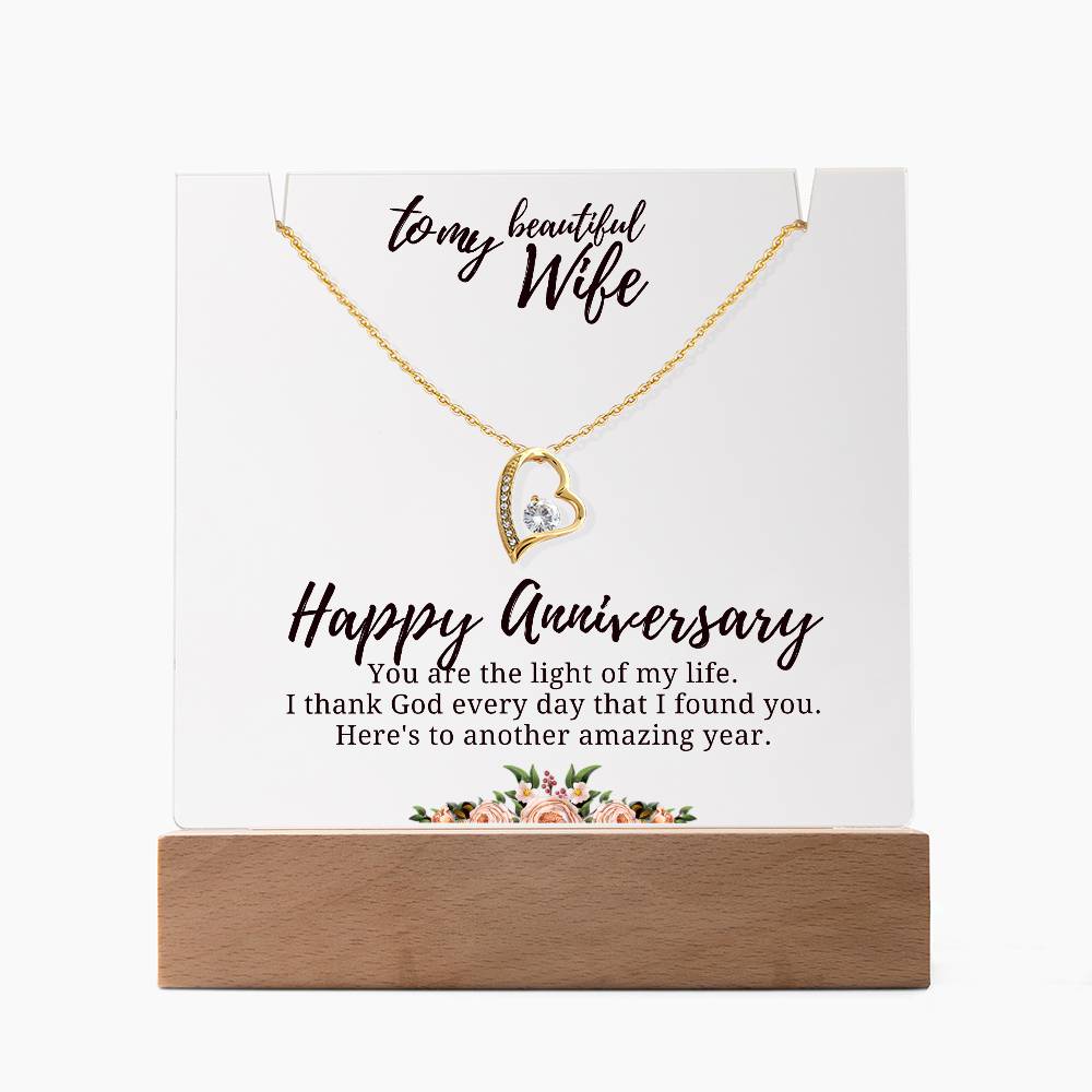 To My Beautiful Wife Acrylic and Forever Love Necklace Bundle