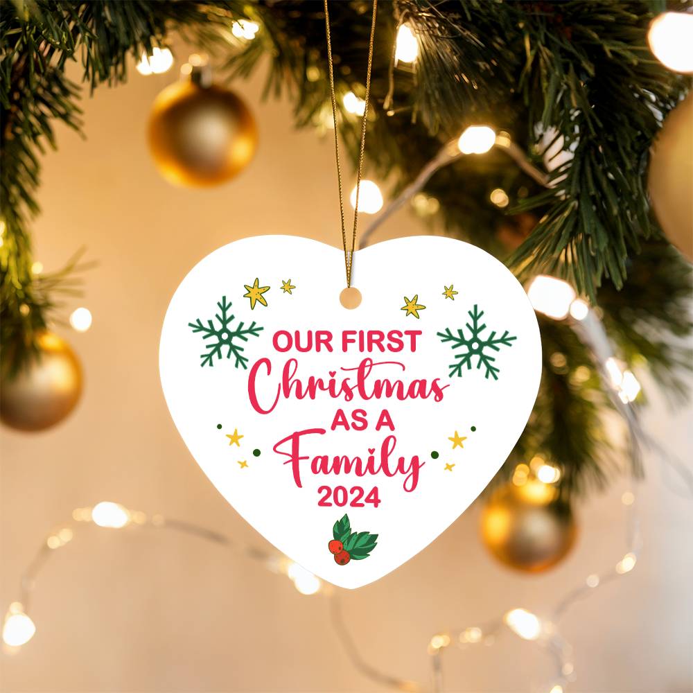 Our First Christmas as a Family Heart Ornament