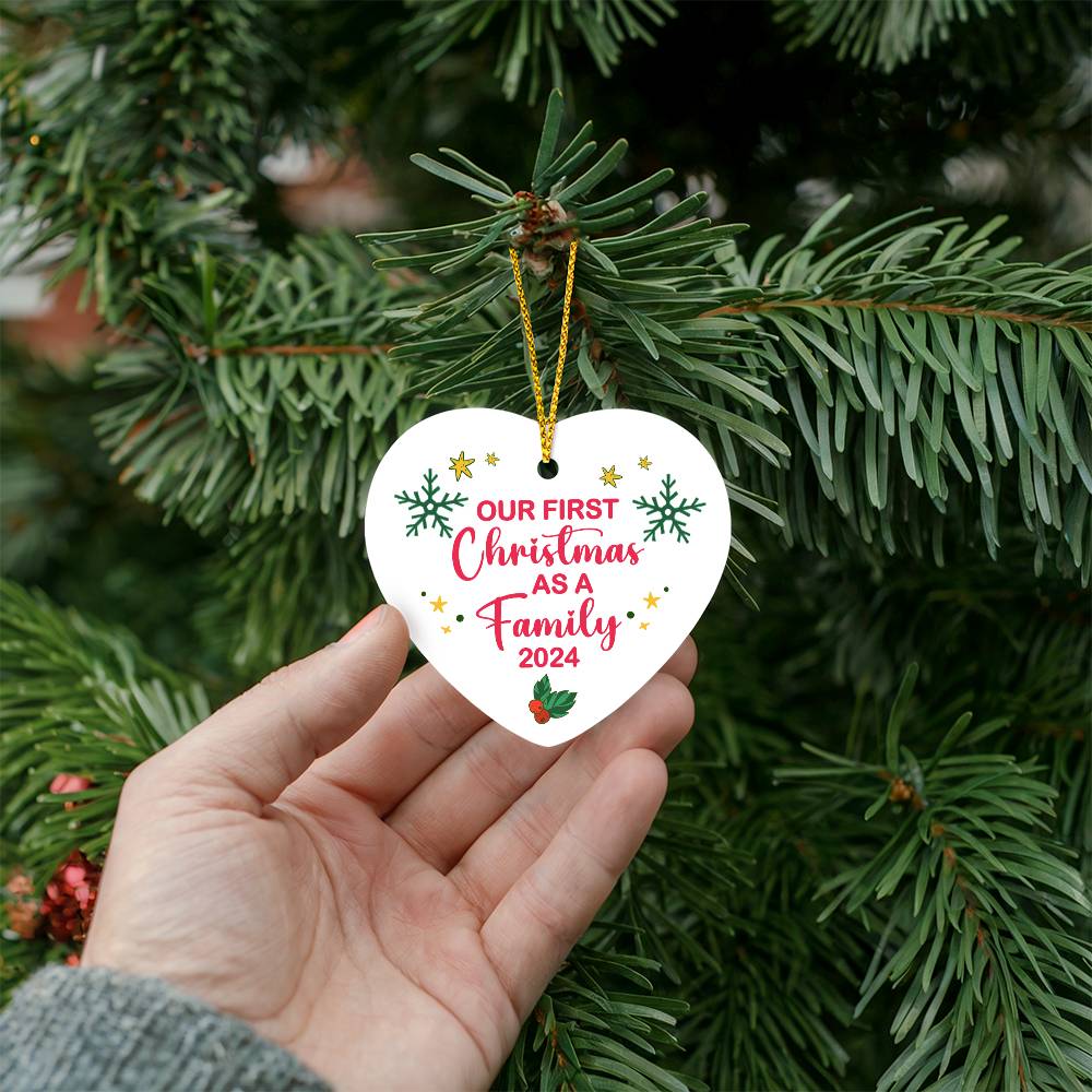 Our First Christmas as a Family Heart Ornament