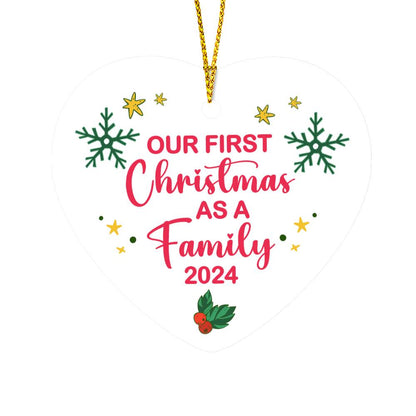 Our First Christmas as a Family Heart Ornament