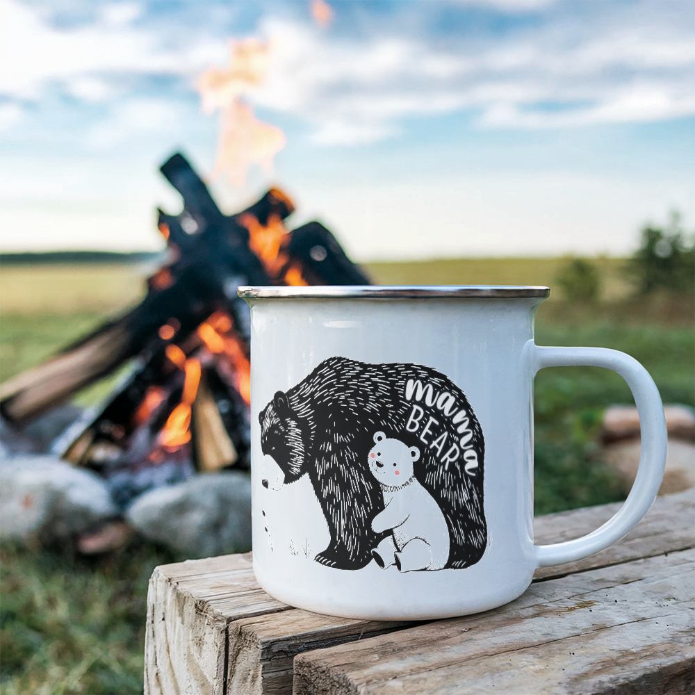 Mama Bear Enamel Camping Mug