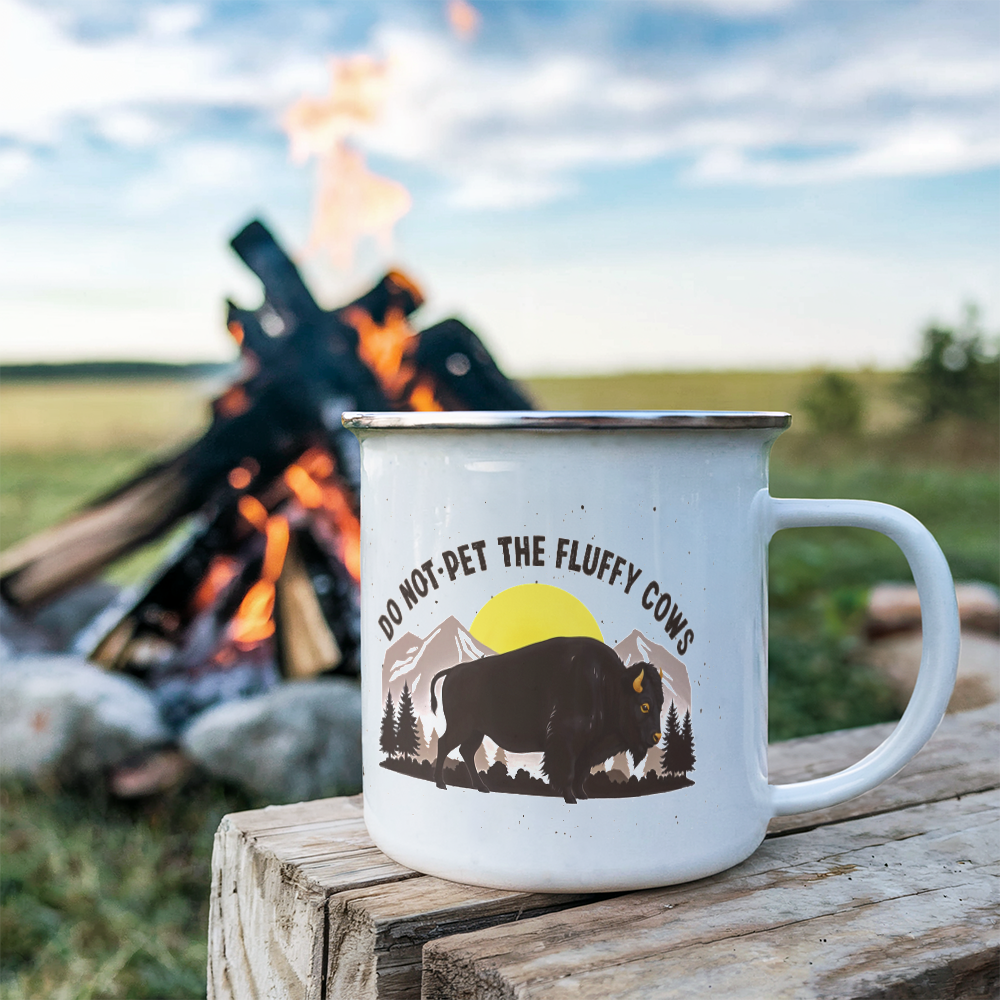 Do Not Pet the Fluffy Cows Enamel Camping Mug