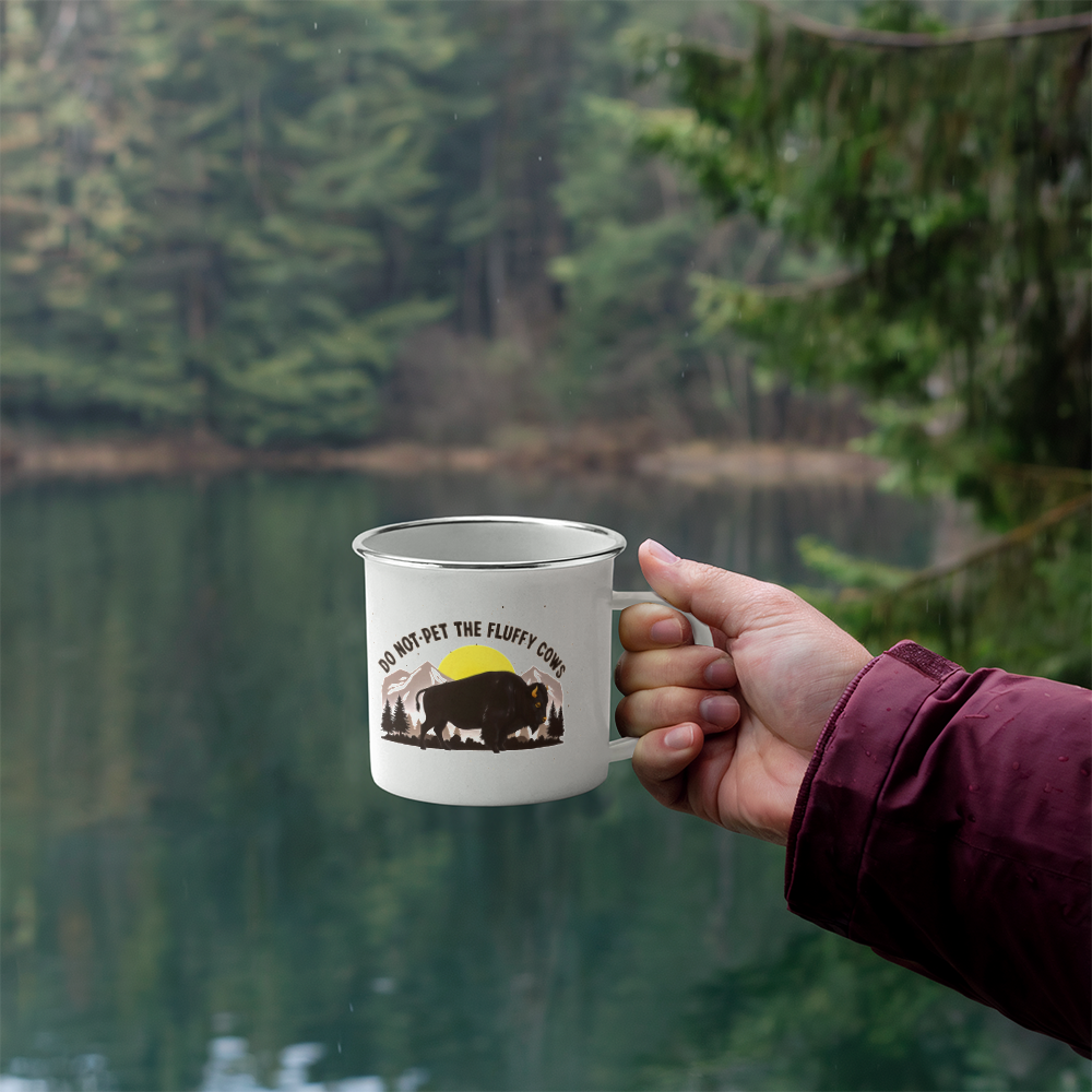 Do Not Pet the Fluffy Cows Enamel Camping Mug