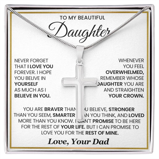 To My Beautiful Daughter Cross Necklace