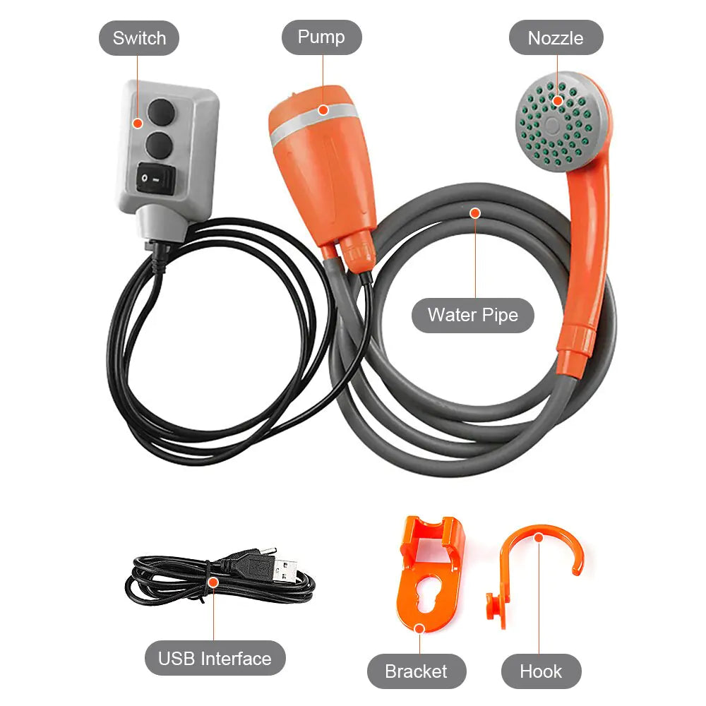 Rechargeable Outdoor Shower - Portable & Convenient for Camping Adventures