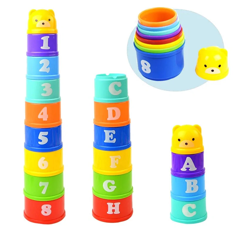 Colorful Figures Letters Stack Cup Tower for Fun Learning and Play