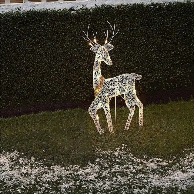 3-Piece Christmas LED Wrought Iron Deer Set: Elegant Holiday Decor