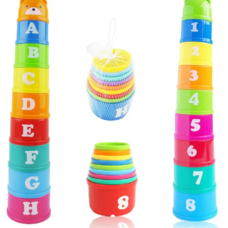 Colorful Figures Letters Stack Cup Tower for Fun Learning and Play