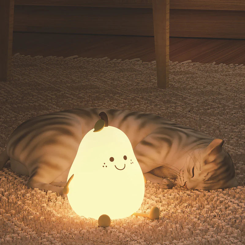 Charming USB Rechargeable Pear Fruit Night Light for Cozy Spaces